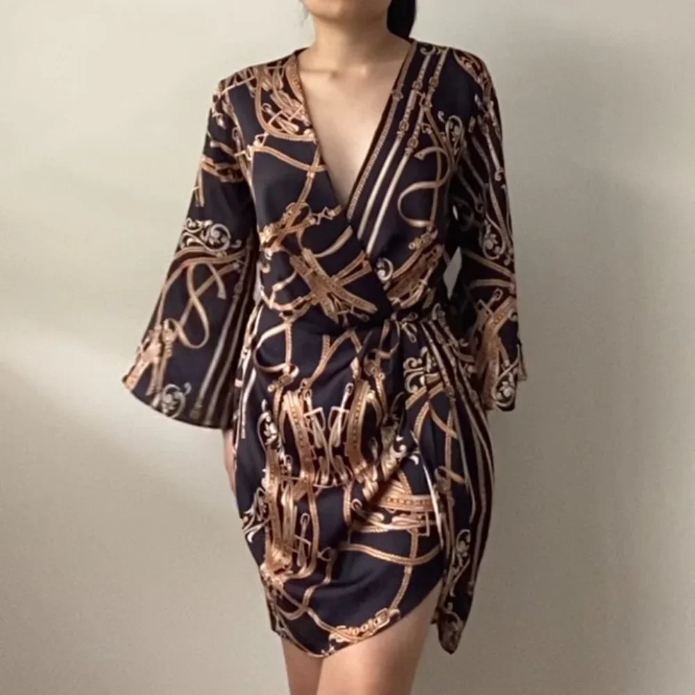 Sheike Black and Gold Wrap Dress - Picture 4 of 8